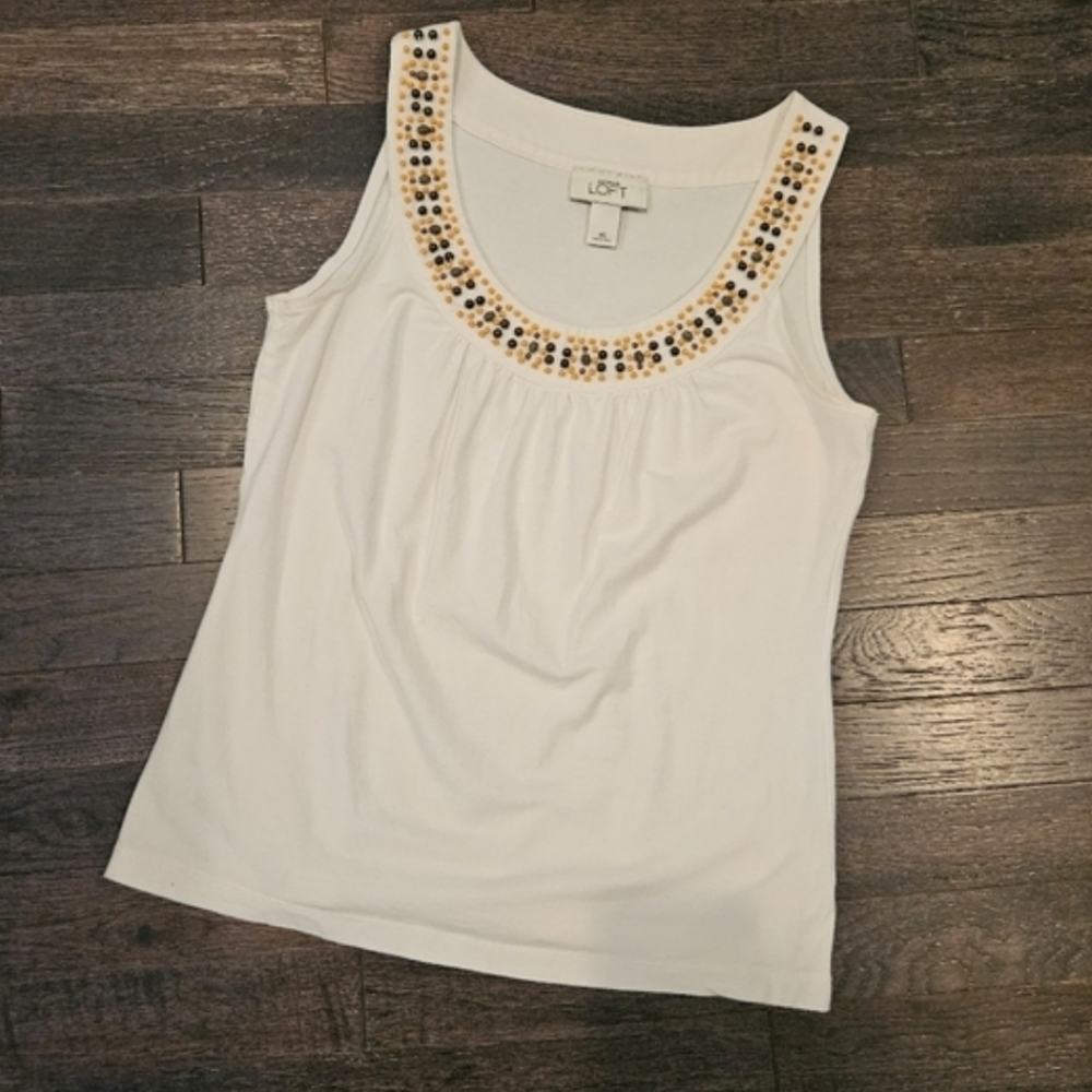 Lot of 3 Sleeveless Tops - White, Coral, Purple Spring, Floral, Beading - SZ XS - Picture 11 of 16
